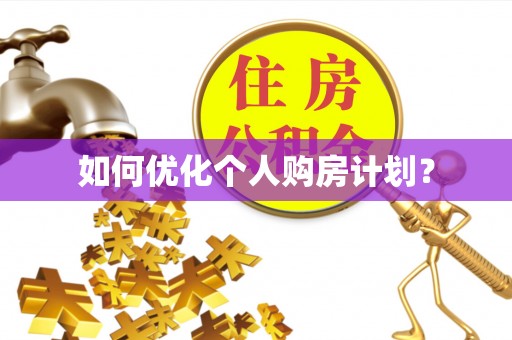 康马如何优化个人购房计划？